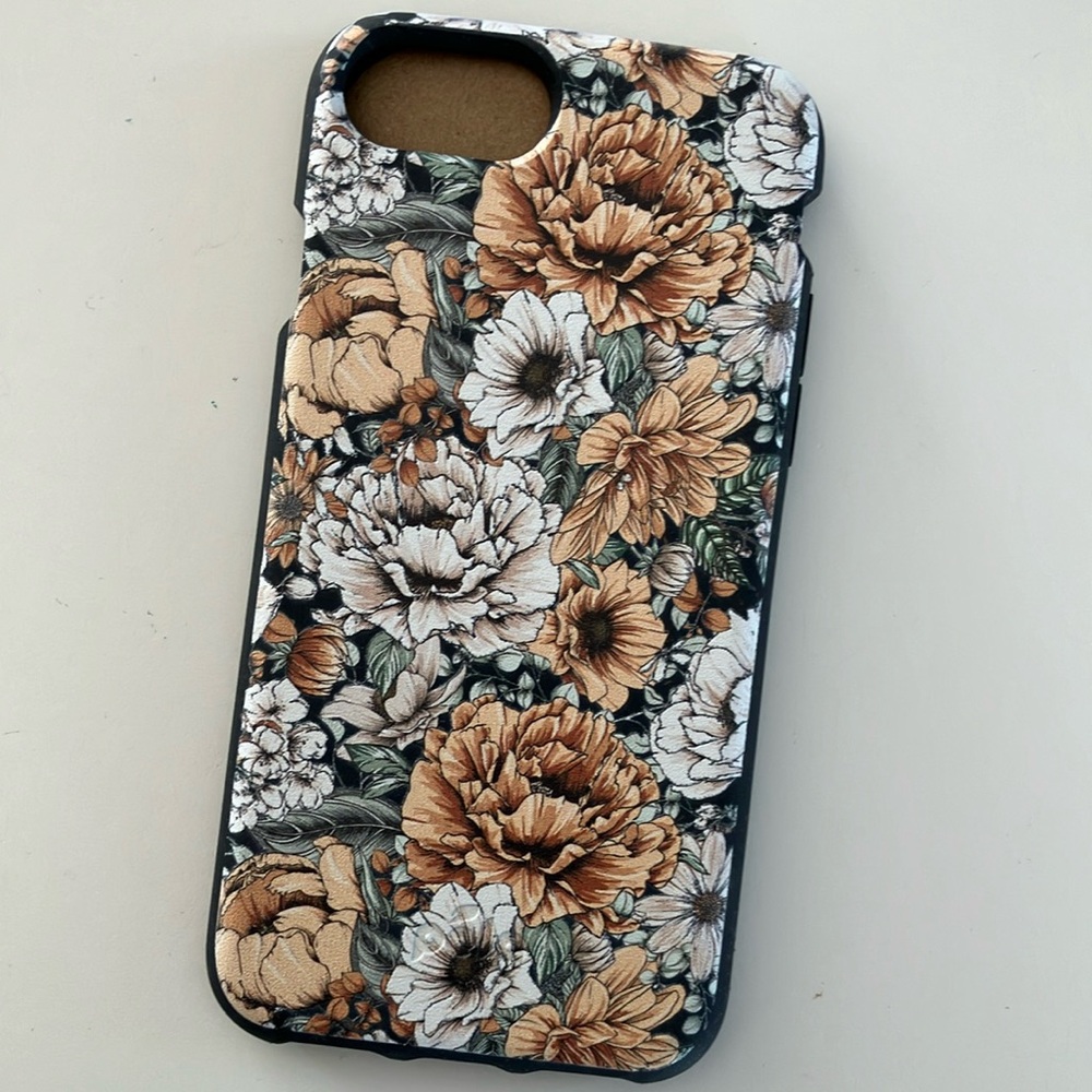Black and Brown Floral Design Phone Case for Smartphones